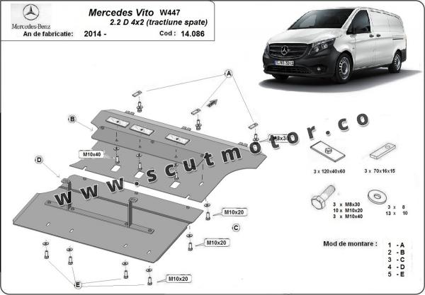 Scut motor Mercedes Vito W447 2.2 D, 4x2 (tracțiune spate) 1