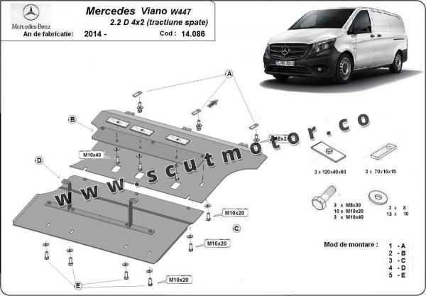 Scut motor Mercedes Viano W447 2.2 D, 4x2 (tracțiune spate) 1