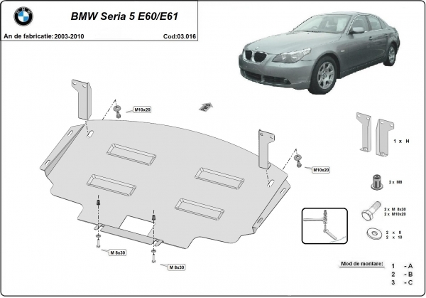 Scut motor BMW Seria 5 E60/E61 cu bară normală 
