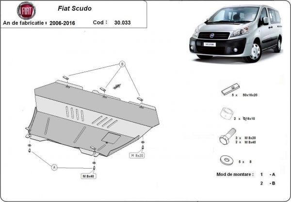 Scut motor și cutie de viteză Fiat Scudo 