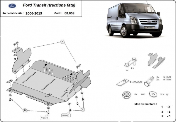 Scut motor Ford Transit - tracțiunea față 