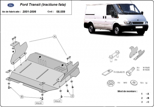 Scut motor și cutie de viteză Ford Transit - tracțiunea față 