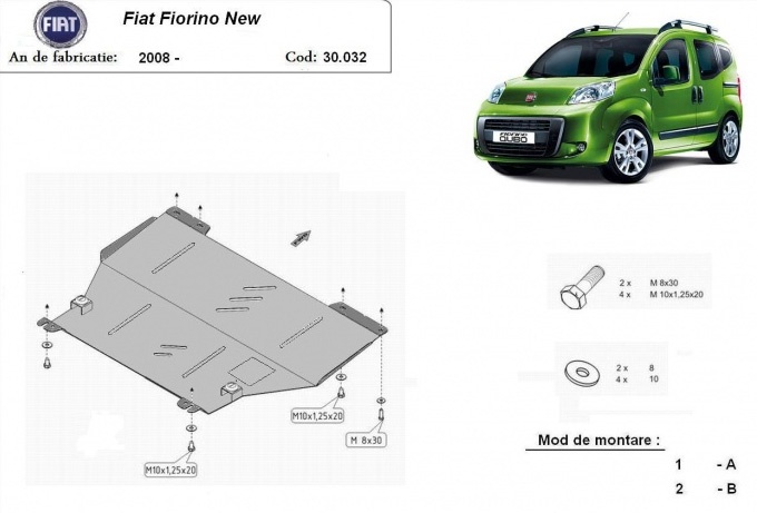 Ocelový kryt olejové vany pro Fiat Fiorino 2007 - 2021, všechny motory