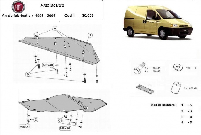 Ocelový kryt olejové vany pro Fiat Scudo 1995 - 2006, všechny motory