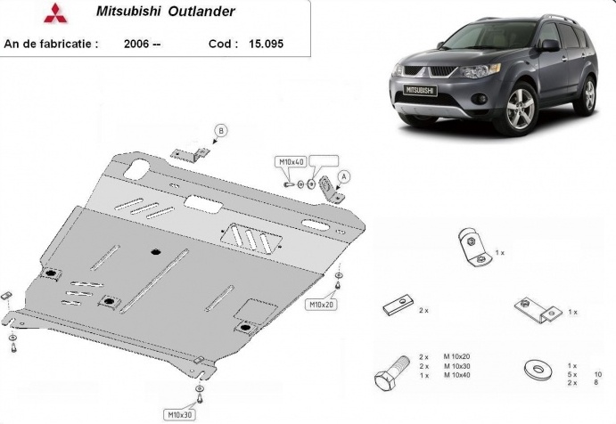 Ocelový kryt olejové vany pro Mitsubishi Outlander 2006 - 2012, všechny motory