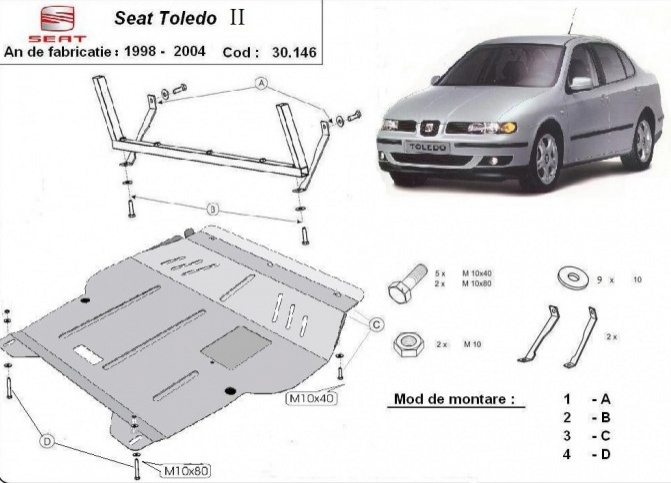 Ocelový kryt olejové vany pro Seat Toledo 2 1998 - 2004, všechny motory