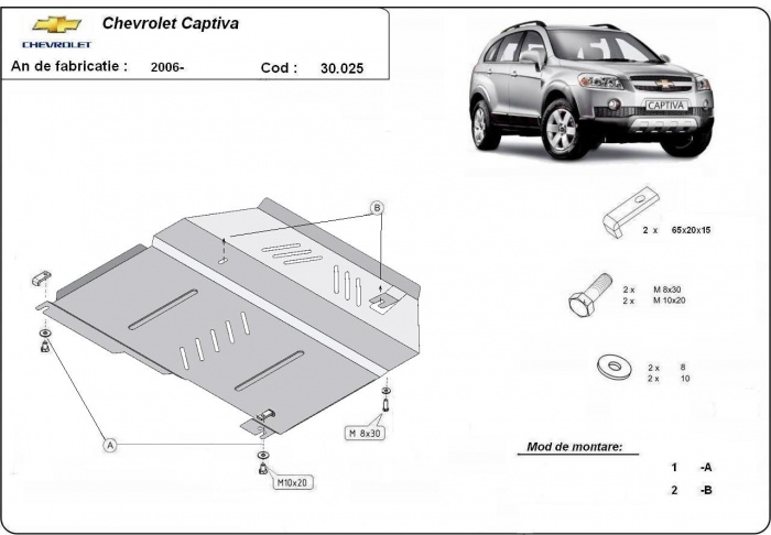 Ocelový kryt olejové vany pro Chevrolet Captiva 2006 - 2010, všechny motory