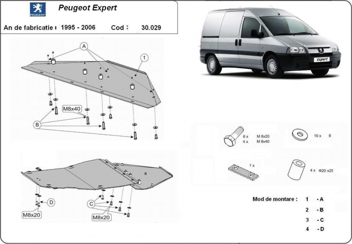 Ocelový kryt olejové vany pro Peugeot Expert 1995 - 2006, všechny motory