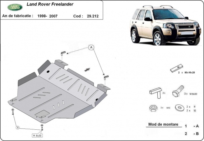Ocelový kryt olejové vany pro Land Rover Freelander 1 1998 - 2007, všechny motory