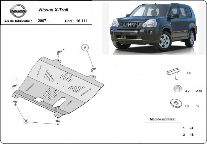 Ocelový kryt olejové vany pro Nissan X-Trail T31 2007 - 2013, všechny motory