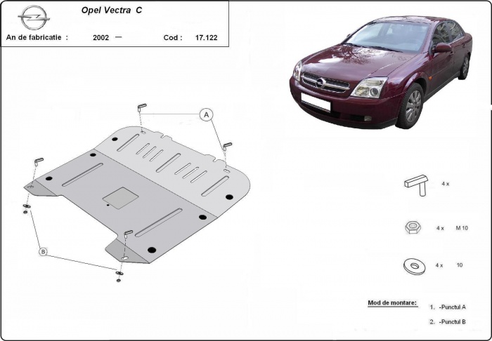 Ocelový kryt olejové vany pro Vauxhall Vectra C 2002 - 2008, všechny motory