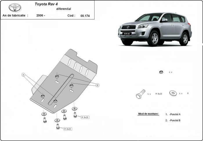 Ocelový kryt diferenciálu pro Toyota RAV 4 2006 - 2013, 4x4