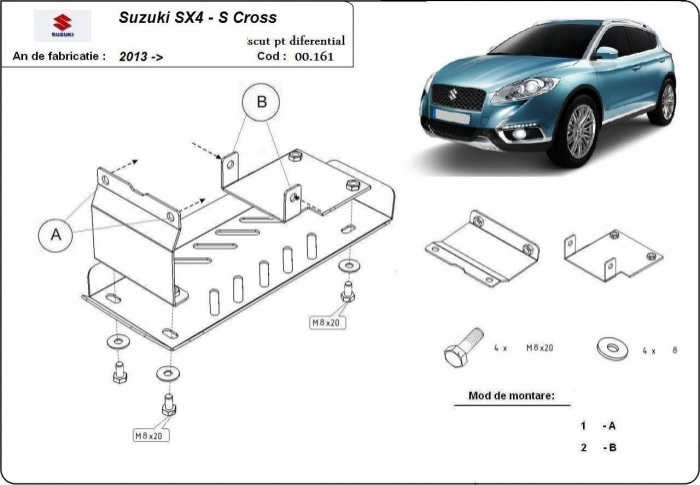 Ocelový kryt diferenciálu pro Suzuki S-Cross - 4x4 2013 - 2026, 4x4