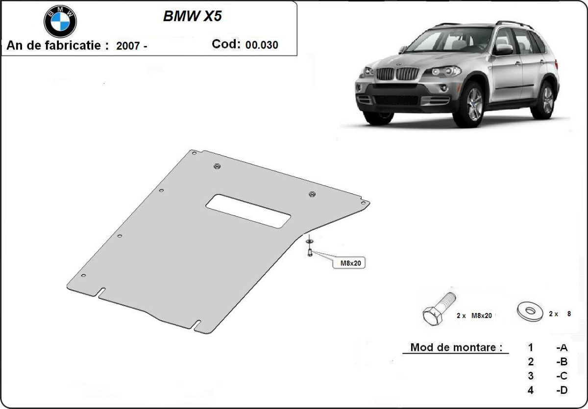 Ocelový kryt převodovky pro BMW X5 E70 2007 - 2013, E70