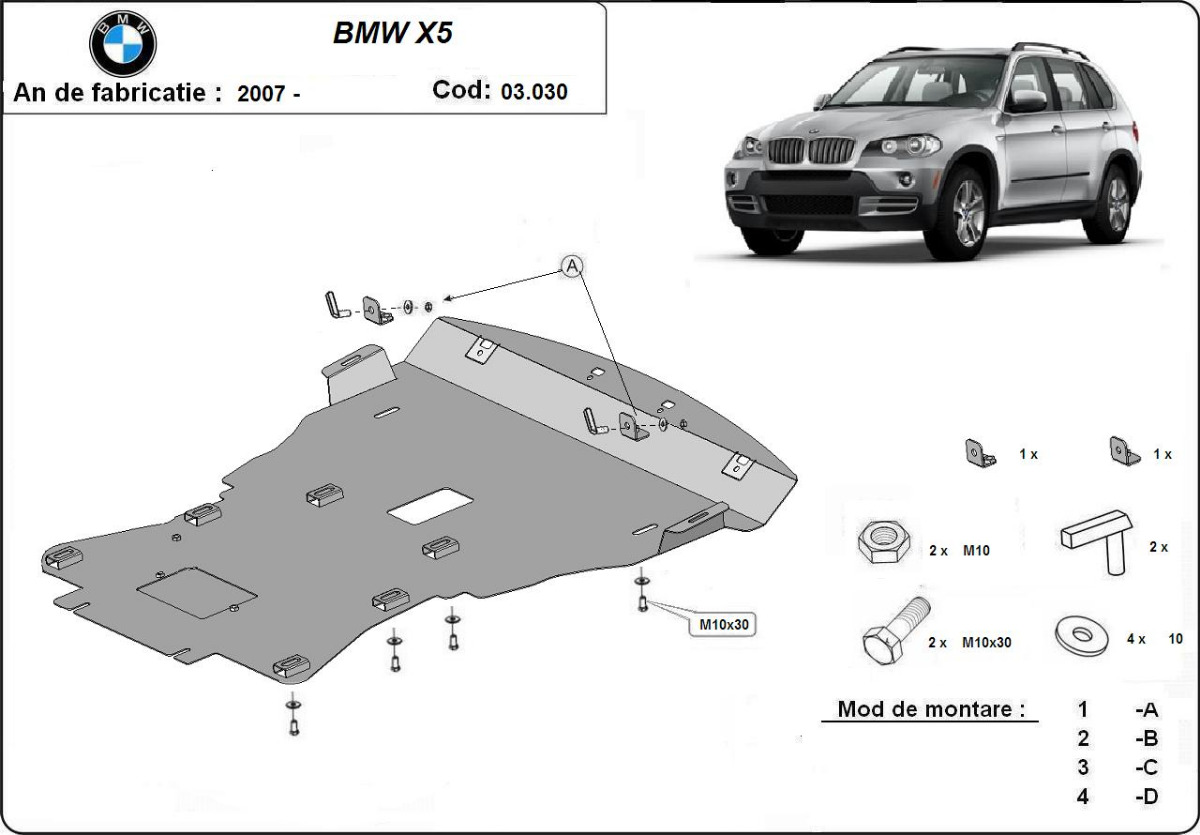 Ocelový kryt olejové vany pro BMW X5 E70 2007 - 2013, E70
