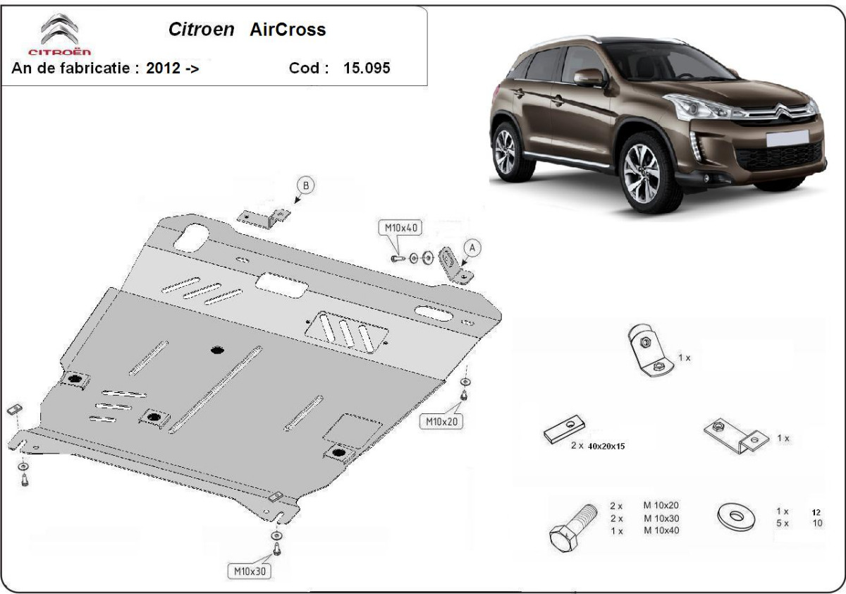 Ocelový kryt pod olejovou vanu pro Citroen C4 Aircross 2012 - 2017, všechny motory