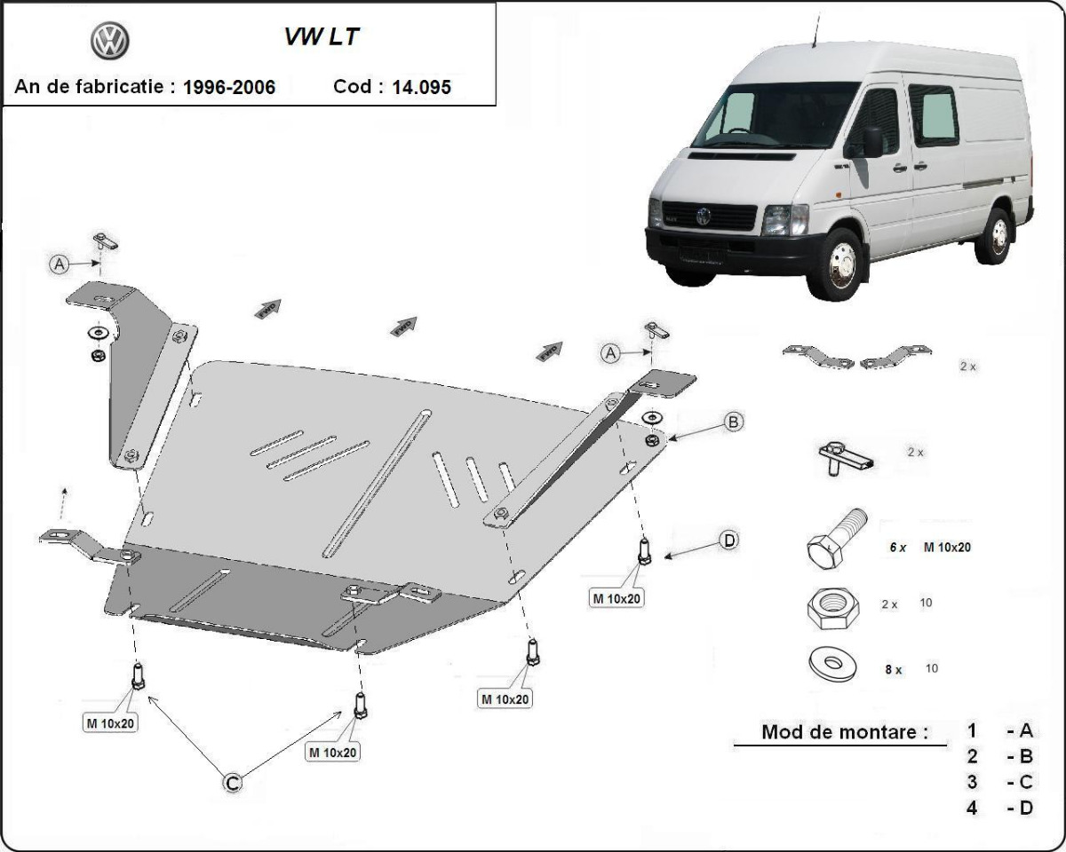 Ocelový kryt olejové vany pro Volkswagen LT 1996 - 2006, všechny motory