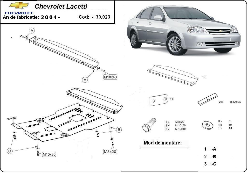 Ocelový kryt olejové vany pro Chevrolet Lacetti / Nubira 2004 - 2009, všechny motory