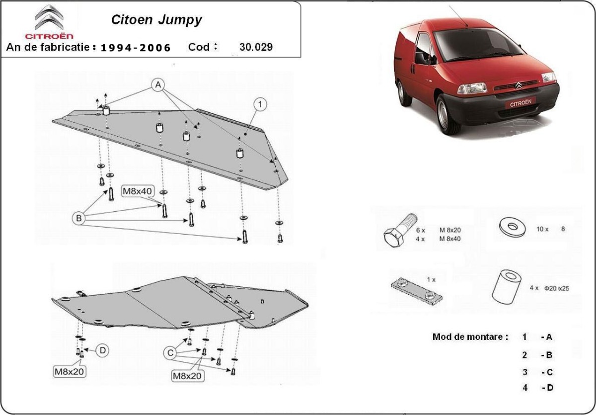 Ocelový kryt olejové vany pro Citroen Jumpy 1994 - 2006, všechny motory