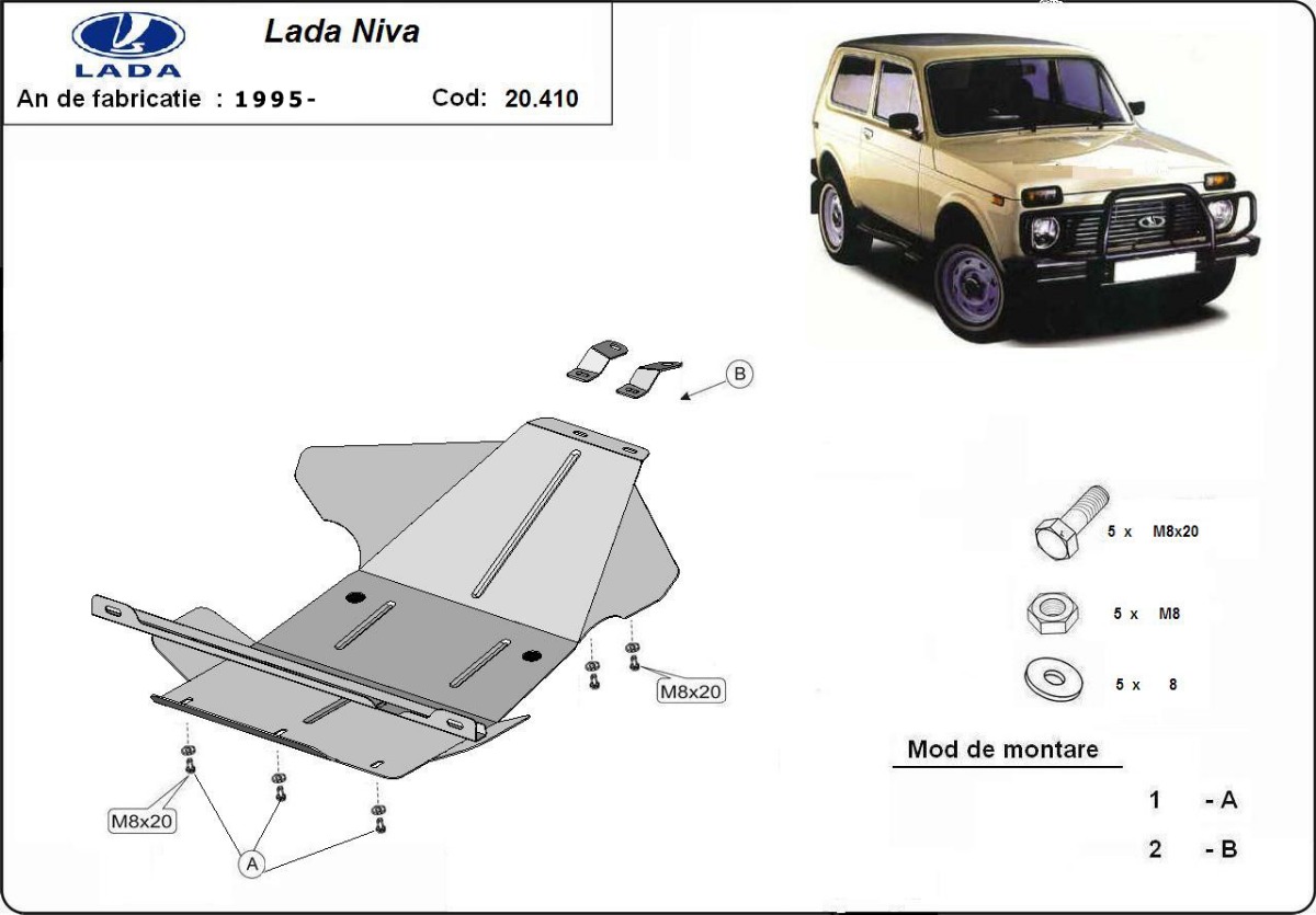 Ocelový kryt olejové vany pro Lada Niva 1995 - 2020, všechny motory