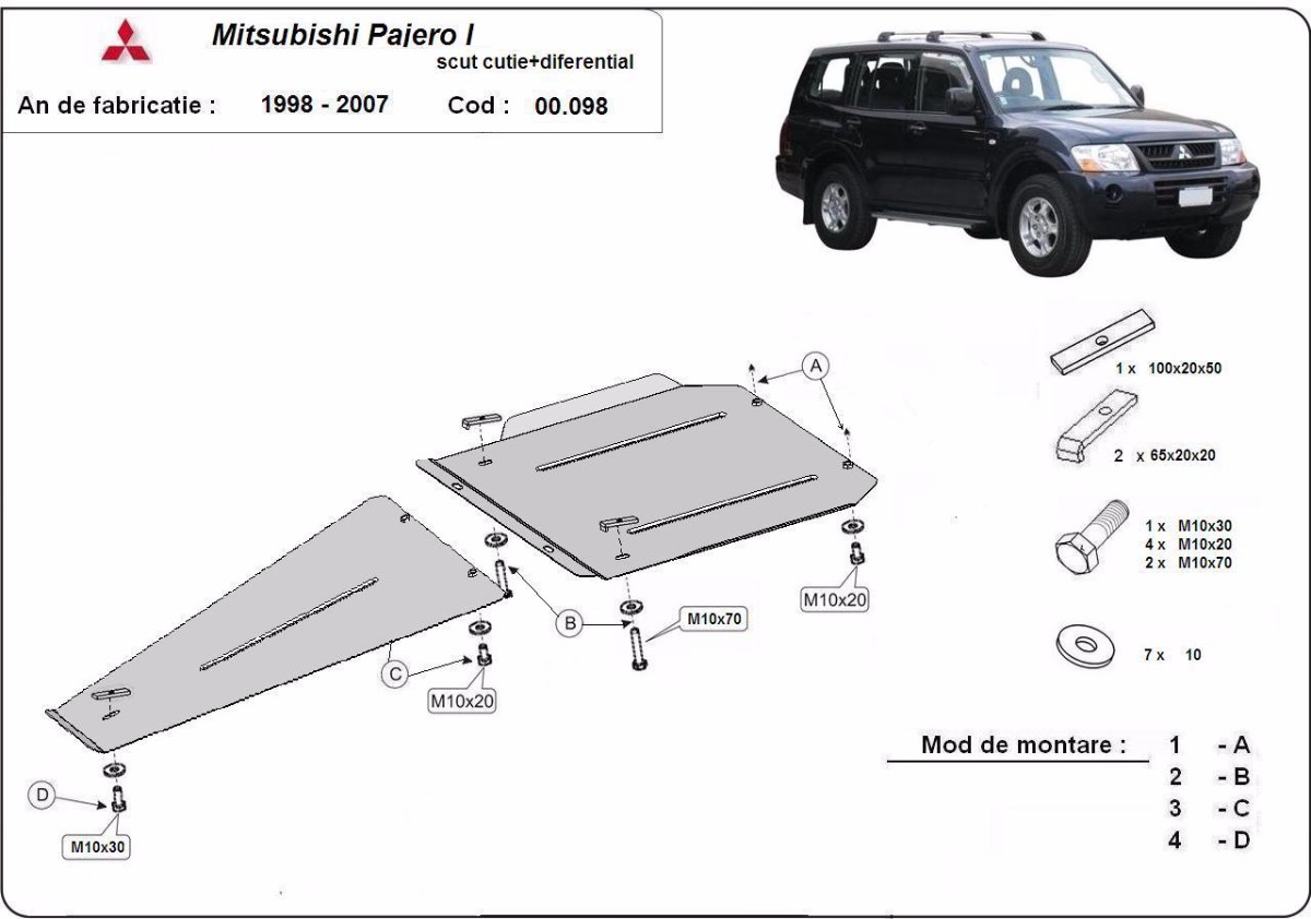 Ocelová převodovka a diferenciál pro Mitsubishi Shogun Sport 1 1998 - 2007, Unknown