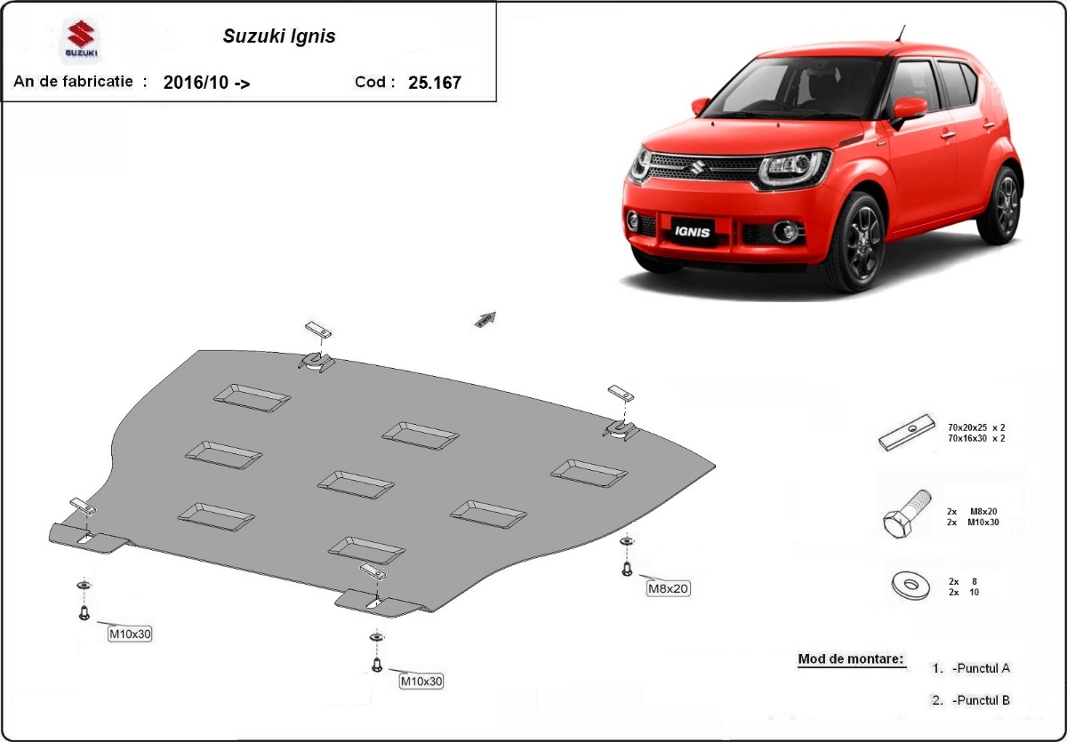 Ocelový kryt olejové vany pro Suzuki Ignis 2016 - 2026, všechny motory