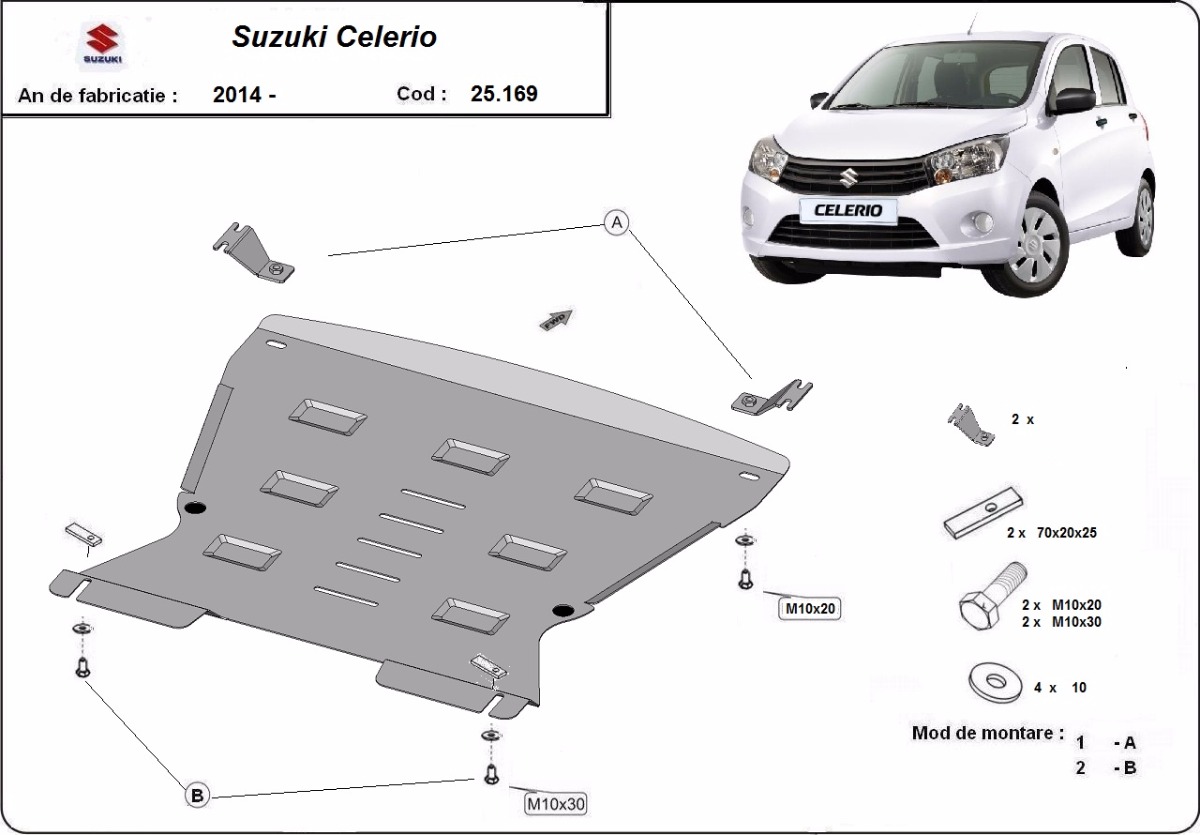Ocelový kryt olejové vany pro Suzuki Celerio 2014 - 2026, všechny motory