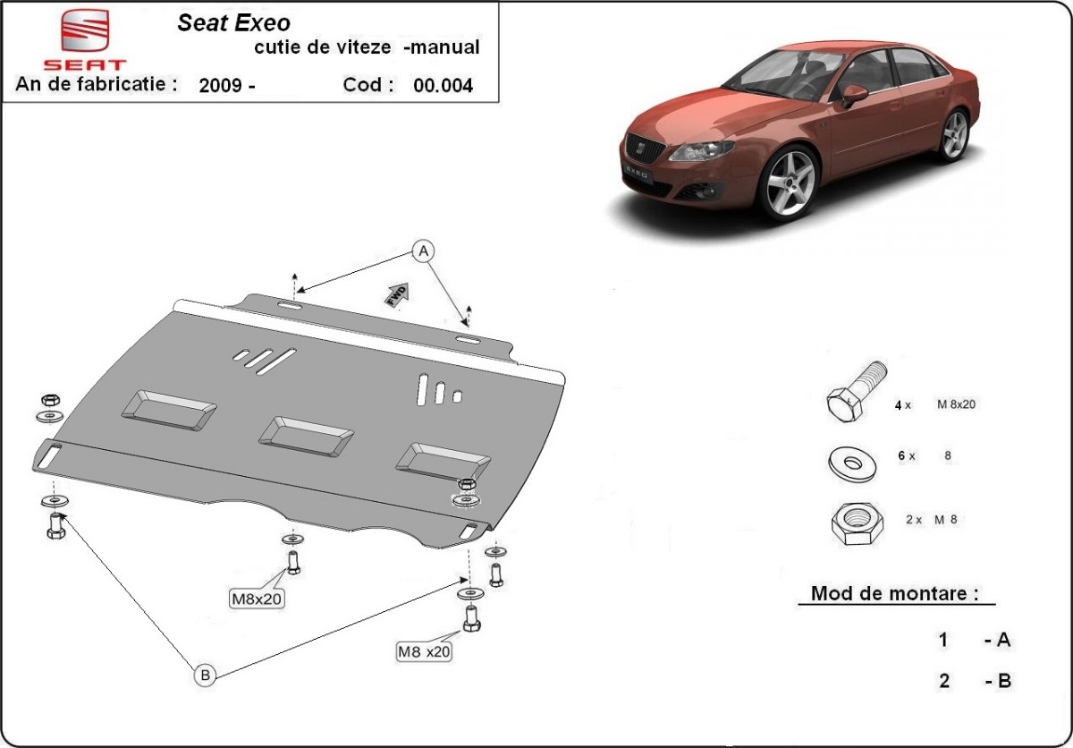 Ocelový kryt manuální převodovky Seat Exeo 2008 - 2013, všechny motory