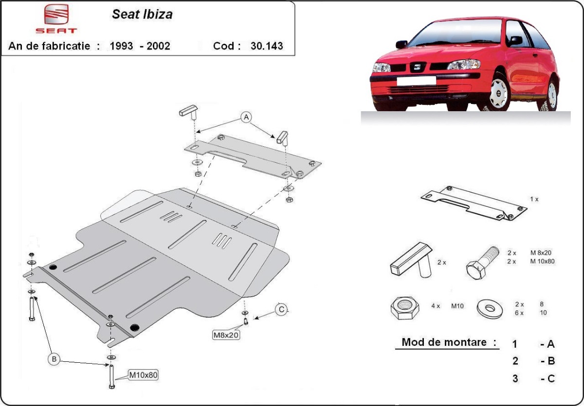 Ocelový kryt olejové vany pro Seat Ibiza 1993 - 2002, 1,0 2,0