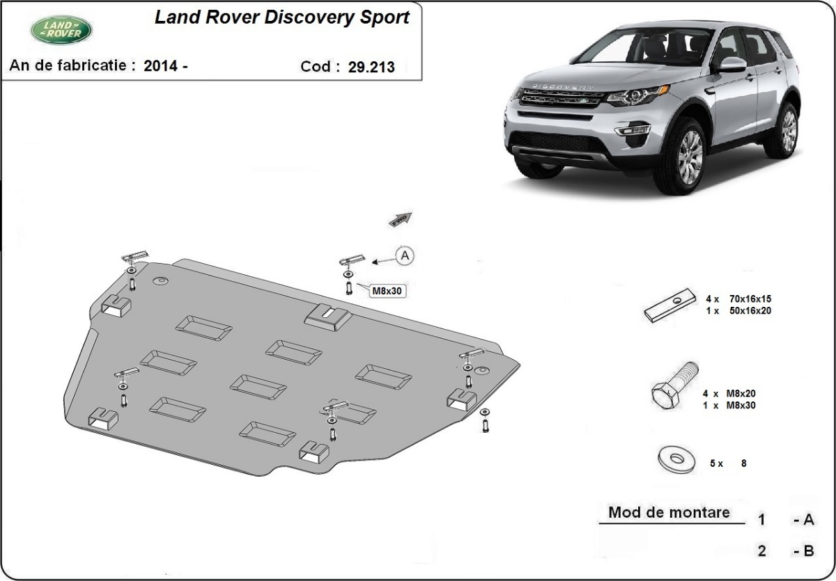 Ocelový kryt olejové vany pro Land Rover Discovery Sport 2014 - 2019, Unknown