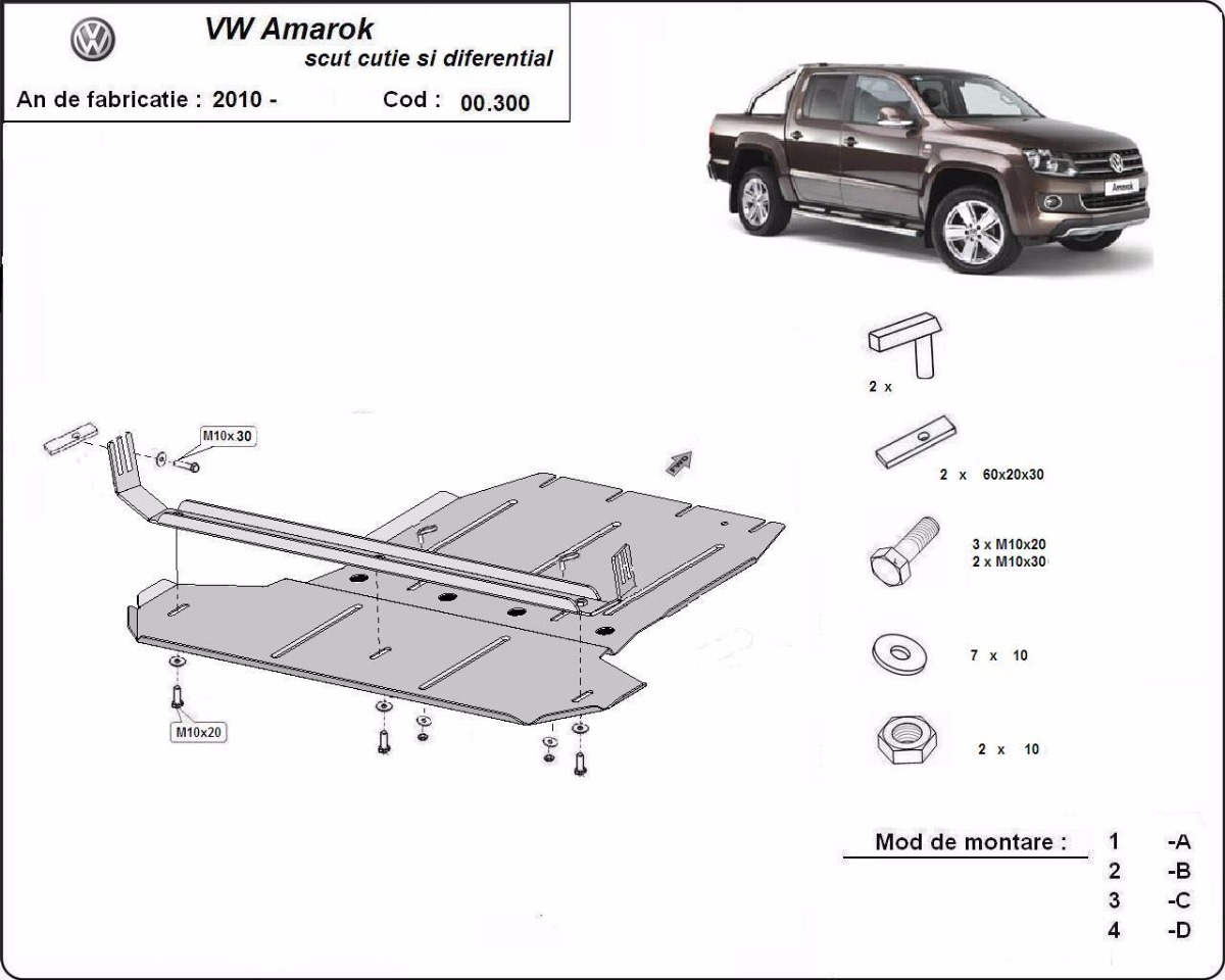 Ocelová převodovka a diferenciál pro Volkswagen Amarok 2010 - 2022, not compatibe: V6 - automat