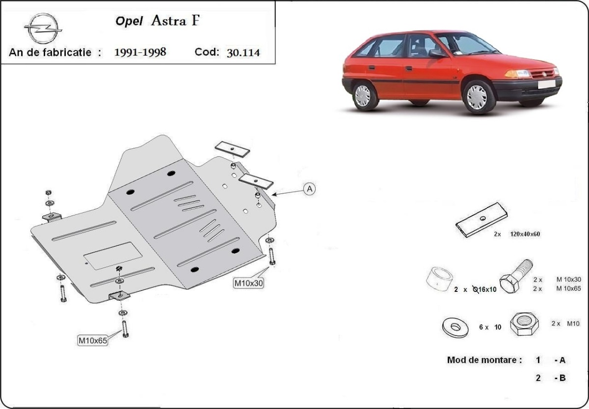 Ocelový kryt olejové vany pro Vauxhall Astra F 1991 - 1996, všechny motory