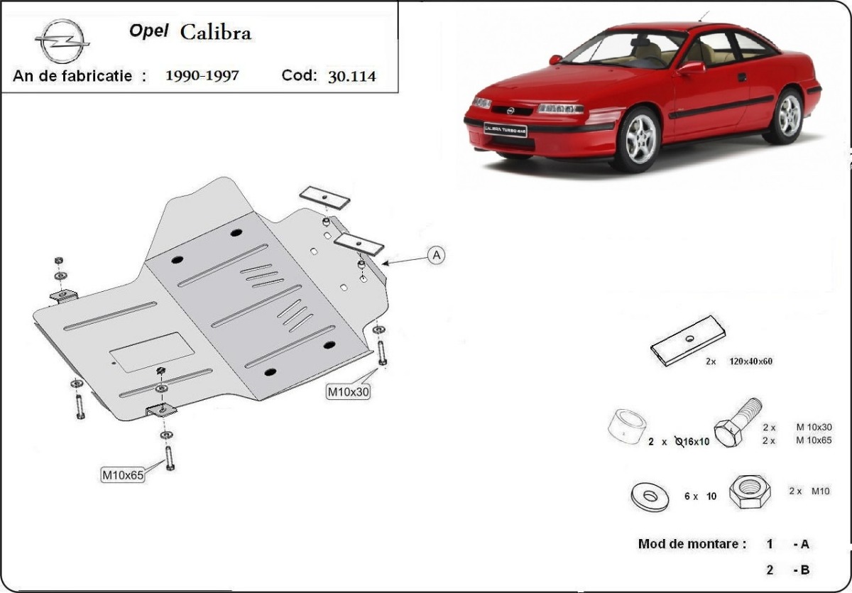 Ocelový kryt olejové vany pro Vauxhall Calibra 1990 - 1997, všechny motory
