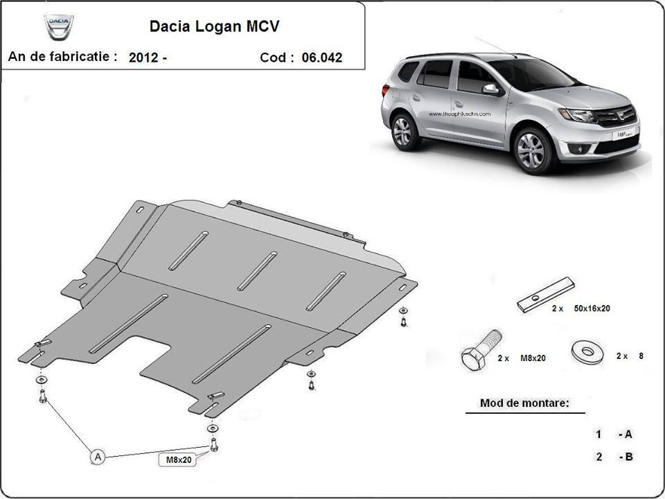 Ocelový kryt olejové vany pro Dacia Logan MCV 2012 - 2020, všechny motory