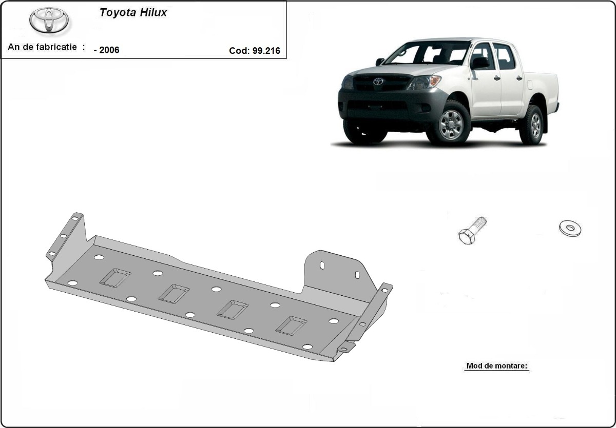 Ocelový kryt palivové nádrže pro Toyota Hilux 2000 - 2004, všechny motory
