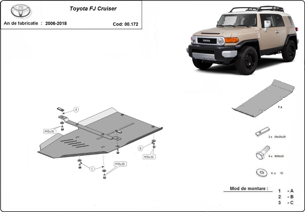 Ocelový kryt převodovky pro Toyota FJ Cruiser 2006 - 2018, všechny motory