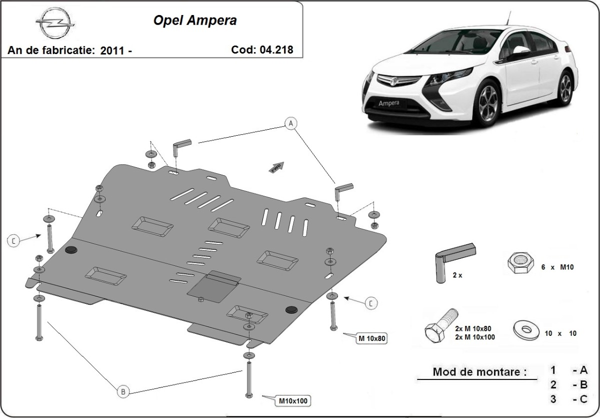 Ocelový kryt olejové vany pro Opel Ampera 2011 - 2019, všechny motory