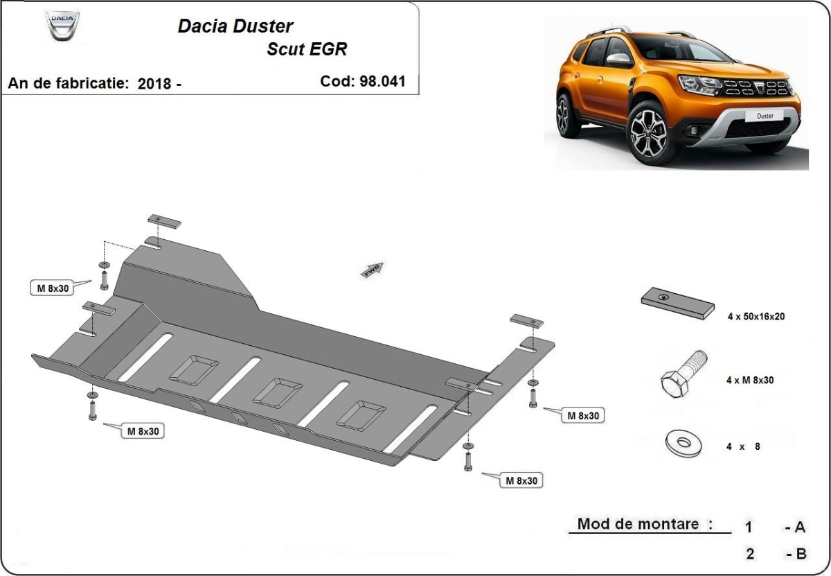 Ocelové EGR, systém STOP&GO pro Dacia Duster 2018 - 2020, diesel