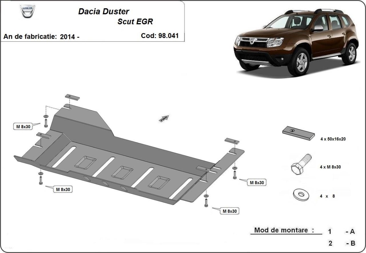 Ocelové EGR, systém STOP&GO pro Dacia Duster 2014 - 2017, diesel