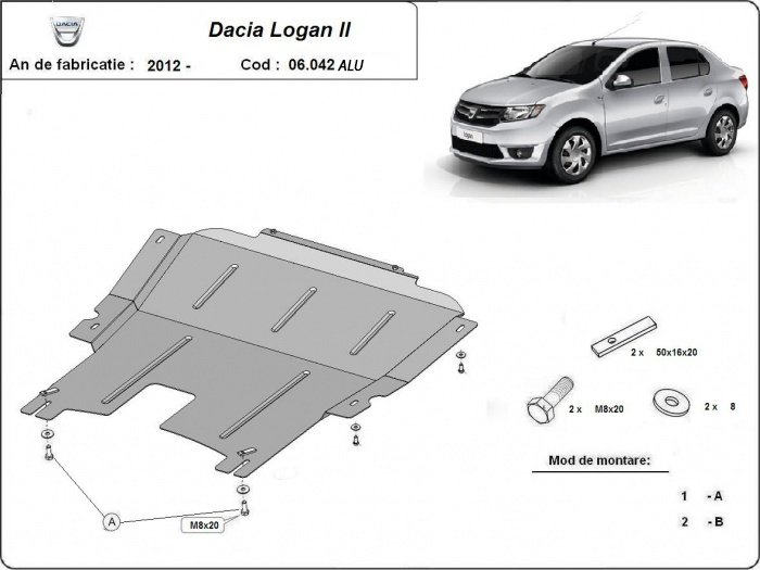 Hliníkový kryt olejové vany pro Dacia Logan 2 2012 - 2020, všechny motory