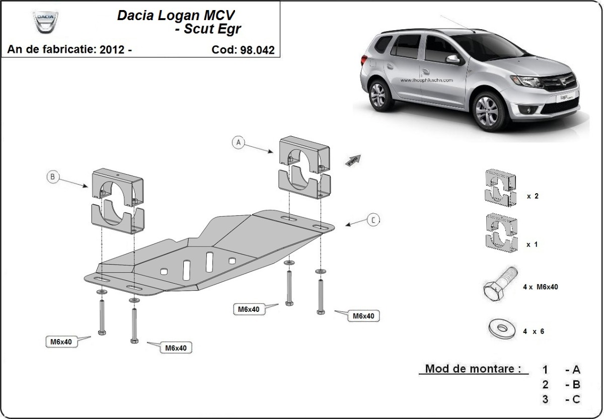 Ocelový kryt pro systém Stop&Go, EGR Dacia Logan MCV 2012 - 2020, všechny motory