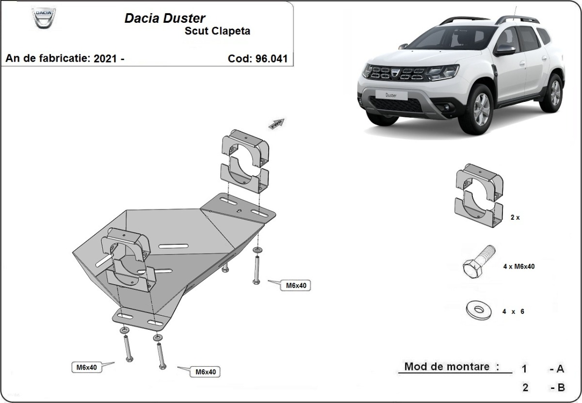 Ocelový kryt ventilu EGR pro Dacia Duster 2021 - 2024, všechny motory