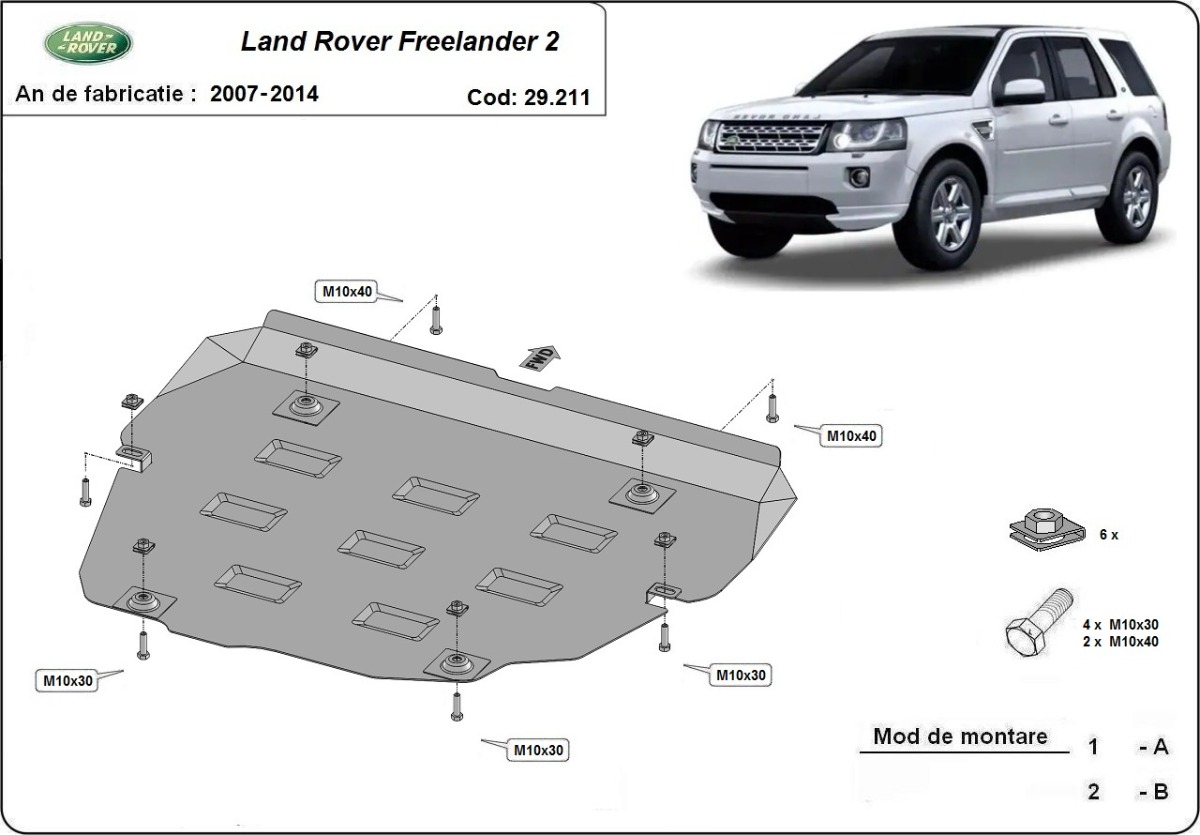 Ocelový kryt olejové vany pro Land Rover Freelander 2 2007 - 2014, všechny motory