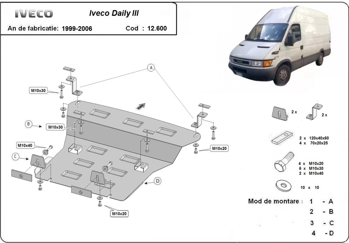 Ocelový kryt olejové vany pro Iveco Daily 3 1999 - 2006, všechny motory