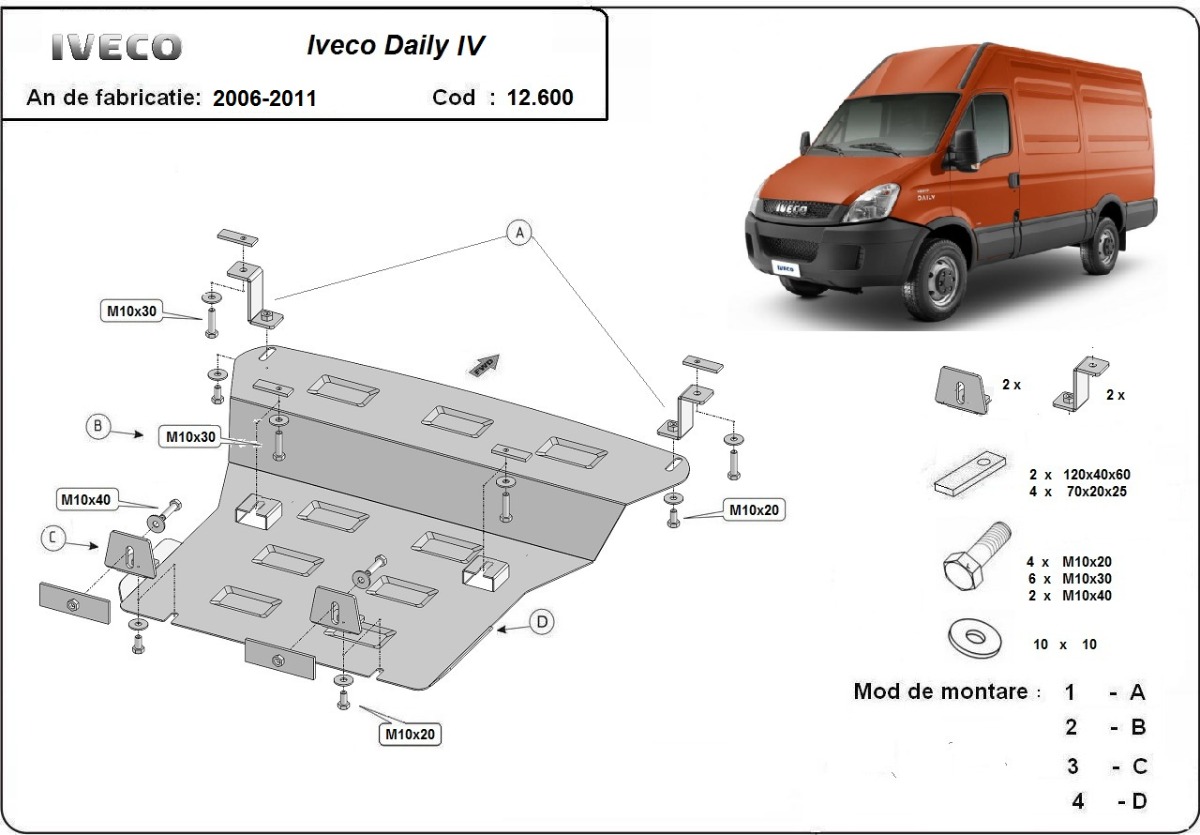 Ocelový kryt olejové vany pro Iveco Daily 4 2006 - 2011, všechny motory