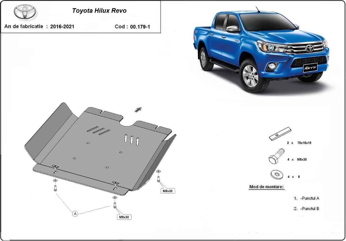 Hliníkový kryt převodovky pro Toyota Hilux Revo 2016 - 2026, všechny motory