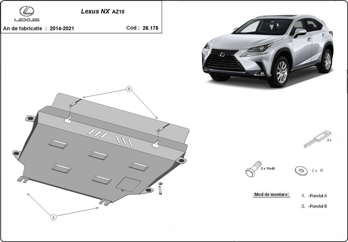 Ocelový kryt olejové vany pro Lexus NX AZ10 2014 - 2022, Unknown