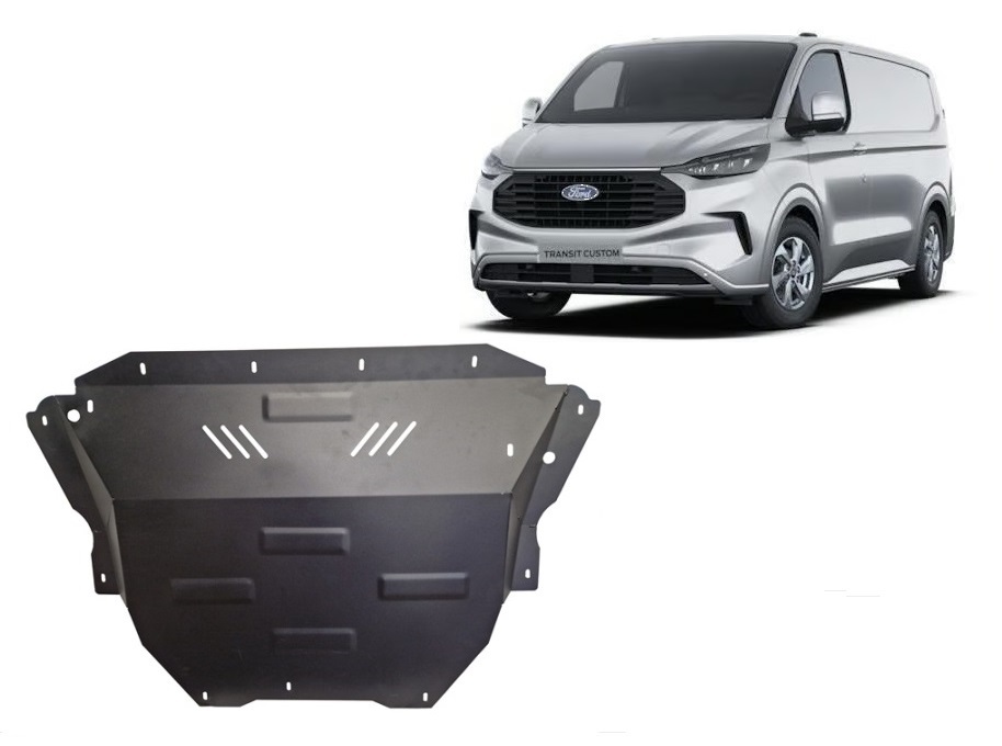 Ocelový kryt olejové vany pro ochranu motoru a převodovky pro Ford Transit Custom 2023 - 2026, všechny motory