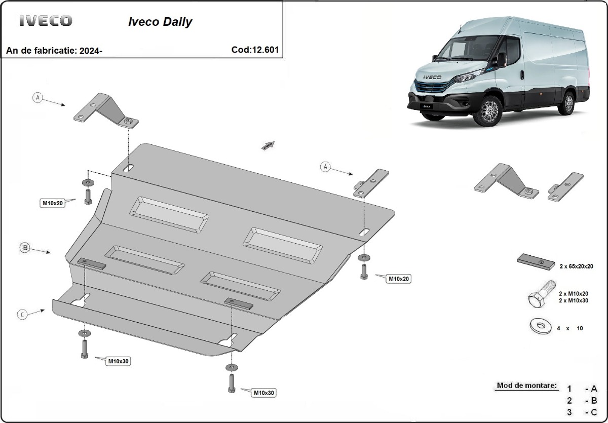 Ocelový kryt olejové vany pro Iveco Daily 7 2024 - 2026, všechny motory