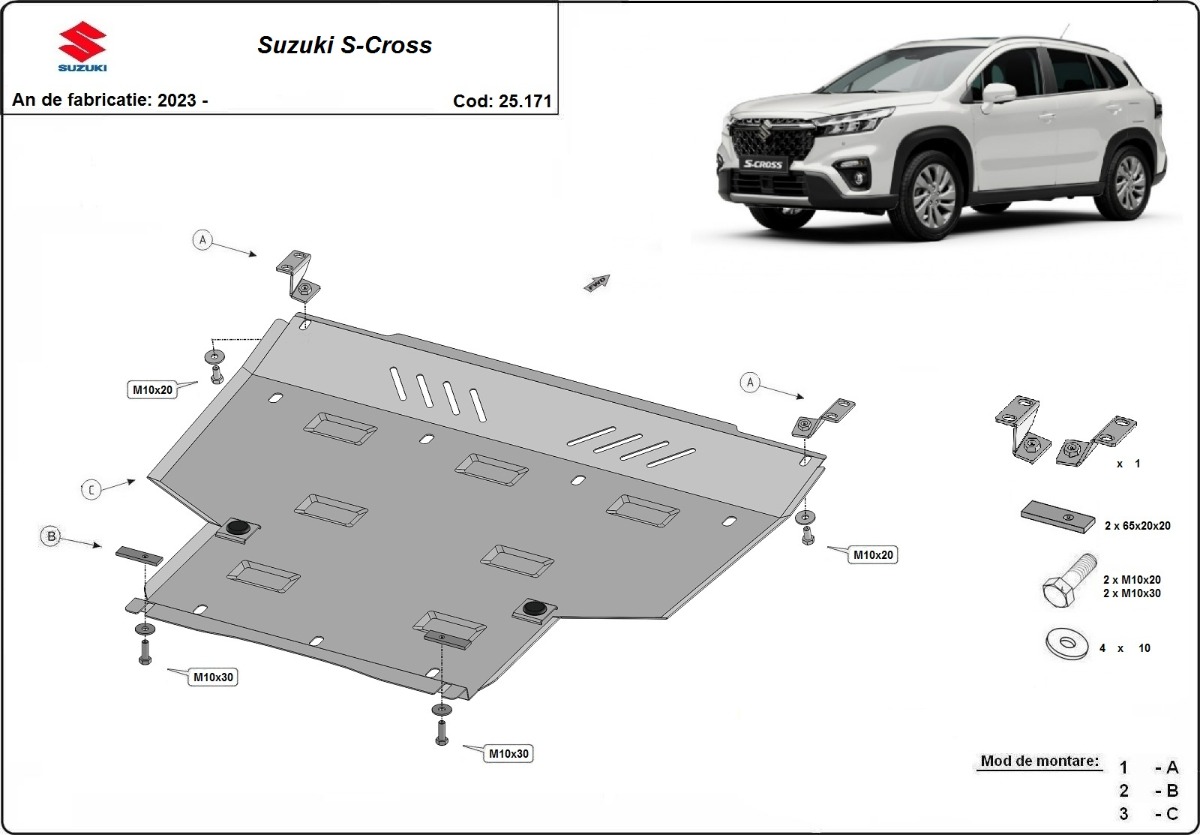 Hliníkový kryt pod olejovou nádrž pro Suzuki S-Cross 2023 - 2026, Hybrid